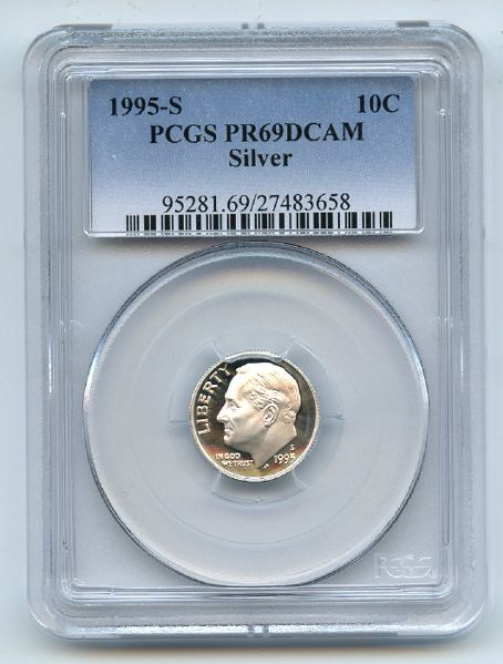 1995 S 10C Silver Roosevelt Dime Proof PCGS PR69DCAM