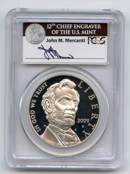 2009 P $1 Abraham Lincoln Silver Commemorative Dollar PCGS PR69DCAM Mercanti