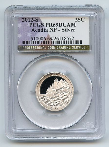 2012 S 25C Silver Acadia Quarter PCGS PR69DCAM