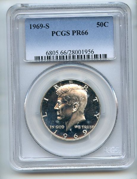 1969 S 50C Kennedy Half Dollar PCGS PR66