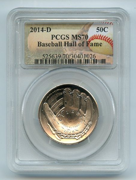 2014 D 50C Commemorative Baseball Hall of Fame HOF PCGS MS70
