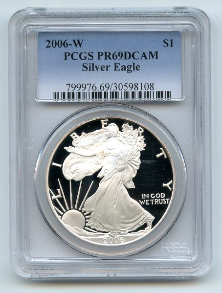 2006 W $1 Proof American Silver Eagle 1oz PCGS PR69DCAM