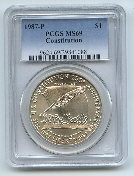 1987 P $1 Constitution Silver Commemorative Dollar PCGS MS69