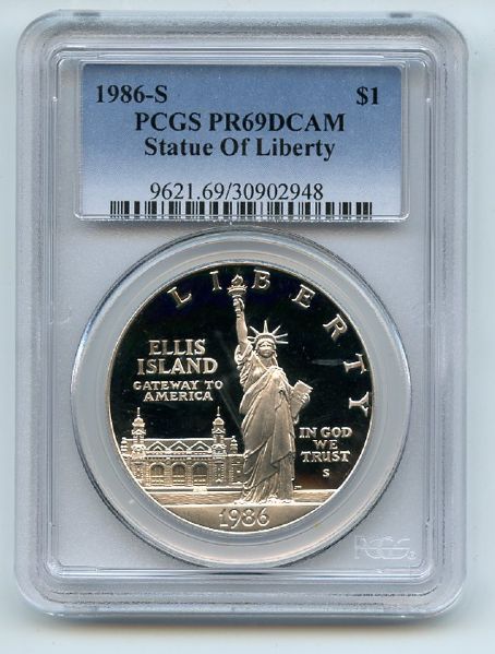 1986 S $1 Statue of Liberty Silver Commemorative Dollar PCGS PR69DCAM