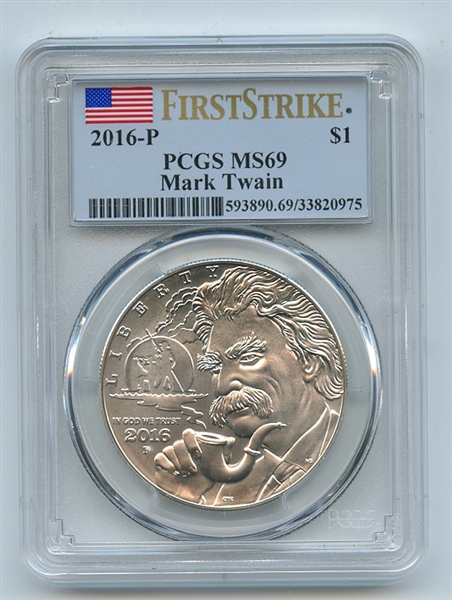2016 P $1 Mark Twain Silver Uncirculated Commemorative PCGS MS69 First Strike