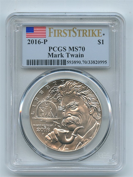 2016 P $1 Mark Twain Silver Uncirculated Commemorative PCGS MS70 First Strike