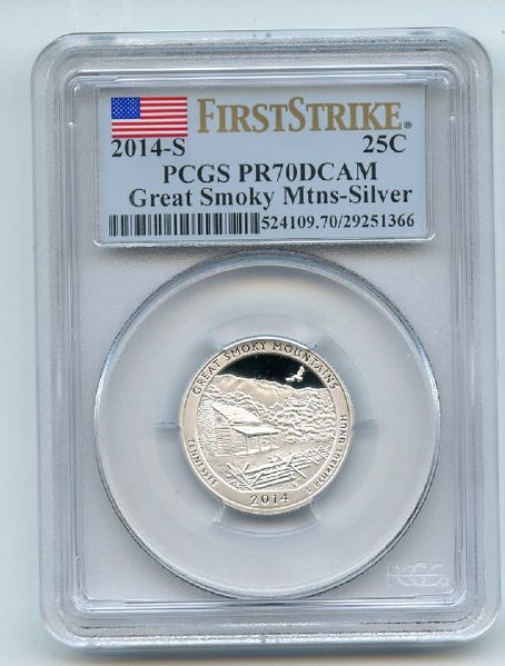2014 S 25C Silver Great Smoky Mountains PCGS PR70DCAM First Strike