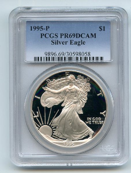 1995 P $1 Proof American Silver Eagle 1oz PCGS PR69DCAM