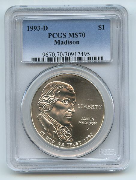1993 D $1 Bill of Rights Silver Commemorative Dollar PCGS MS70