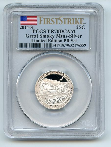 2014 S 25C Silver Great Smoky Mountains Quarter Limited Edition PCGS PR70DCAM First Strike