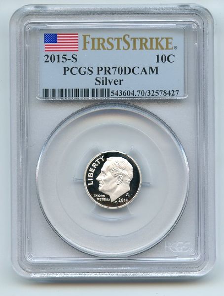 2015 S 10C Silver Roosevelt Dime PCGS PR70DCAM First Strike
