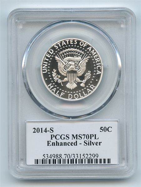 2014 S 50C Enhanced Silver 50th Anniversary Kennedy Half Dollar PCGS MS70PL