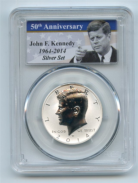 2014 W 50C Silver Reverse Proof 50th Anniversary Kennedy Half Dollar PCGS PR70