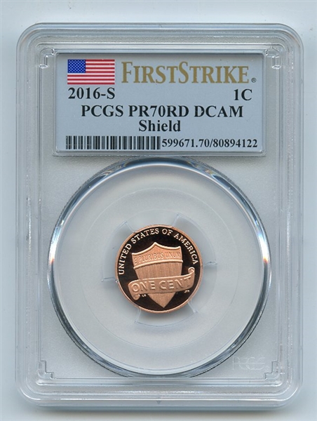 2016 S 1C Lincoln Cent PCGS PR70DCAM First Strike