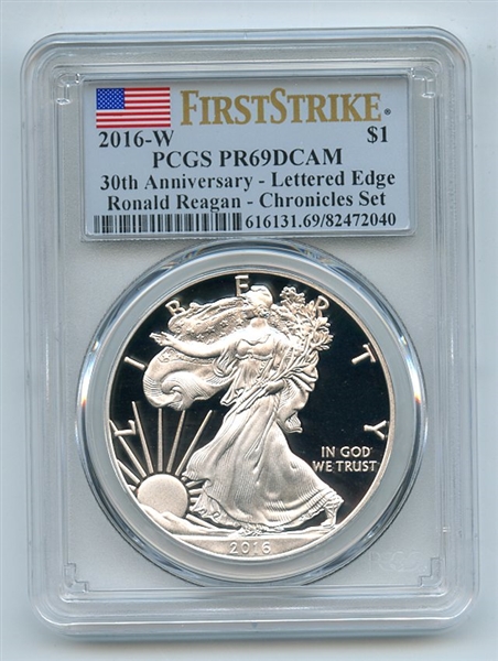 2016 W $1 American Silver Eagle Ronald Reagan Chroicles Set PCGS PR69DCAM First Strike