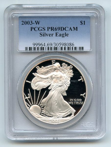 2003 W $1 Proof American Silver Eagle 1oz PCGS PR69DCAM
