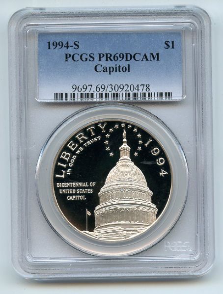 1994 S $1 Capitol Silver Commemorative Dollar PCGS PR69DCAM