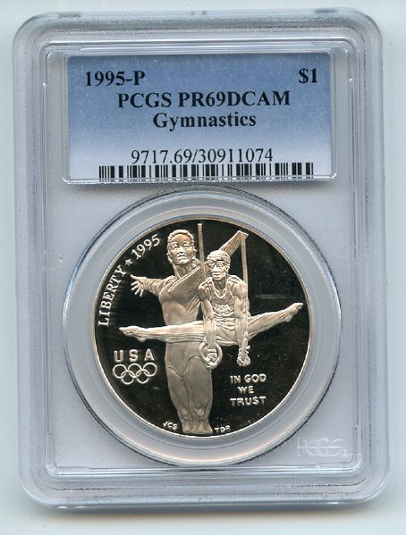 1995 P $1 Olympic Gymnist Silver Commemorative Dollar PCGS PR69DCAM