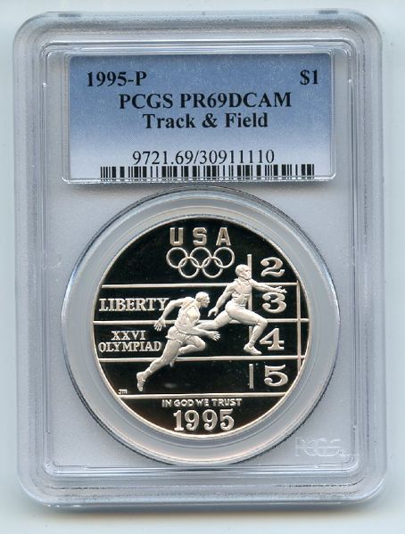 1995 P $1 Olympic Track & Field Silver Commemorative Dollar PCGS PR69DCAM