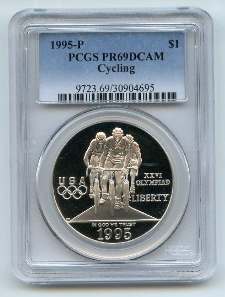 1995 P $1 Olympic Cycling Silver Commemorative Dollar PCGS PR69DCAM