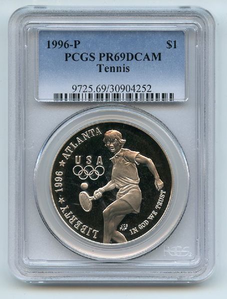 1996 P $1 Tennis Silver Commemorative Dollar PCGS PR69DCAM