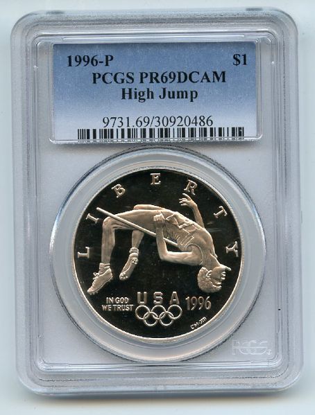 1996 P $1 High Jump Silver Commemorative Dollar PCGS PR69DCAM