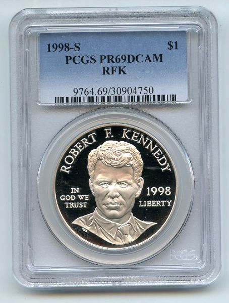 1998 S $1 Robert F Kennedy RFK Silver Commemorative Dollar PCGS PR69DCAM