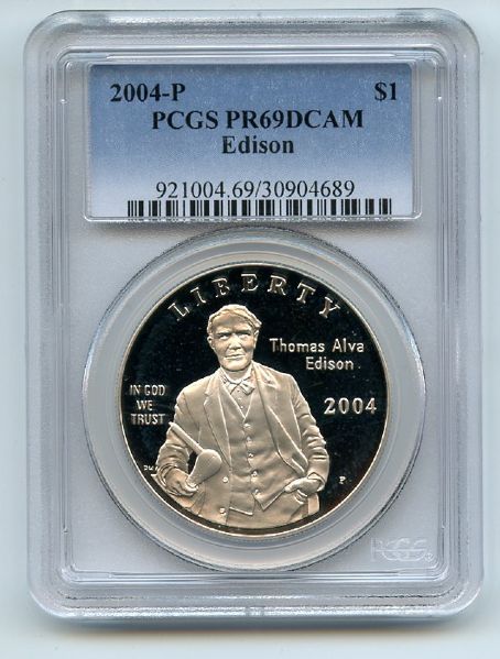 2004 P $1 Thomas Edison Silver Commemorative Dollar PCGS PR69DCAM