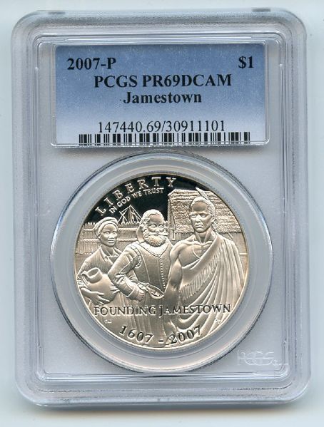 2007 P $1 Jamestown Silver Commemorative Dollar PCGS PR69DCAM