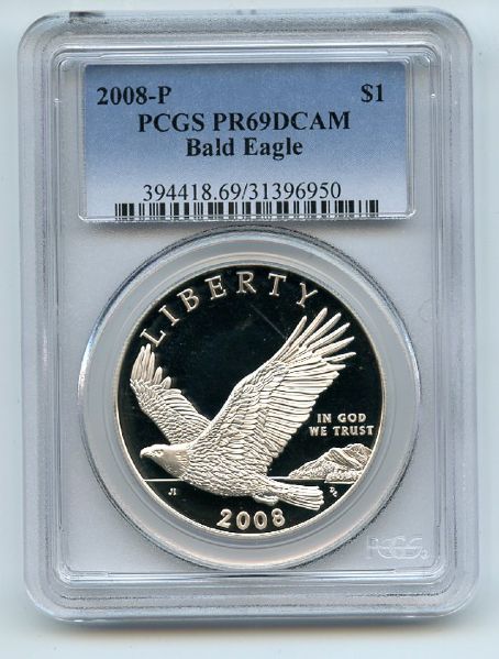 2008 P $1 Bald Eagle Silver Commemorative Dollar PCGS PR69DCAM