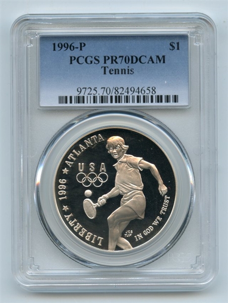1996 P $1 Tennis Silver Commemorative Dollar PCGS PR70DCAM