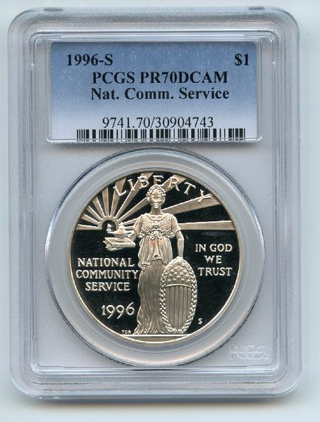 1996 S $1 Community Service Silver Commemorative Dollar PCGS PR70DCAM
