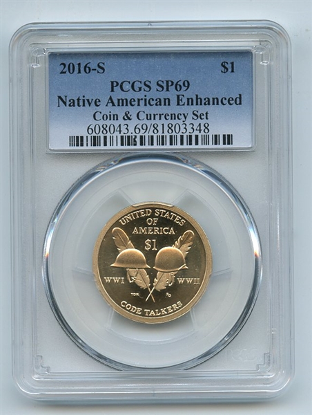 2016 S $1 Sacagawea Enhanced Dollar Coin and Currency Set PCGS SP69
