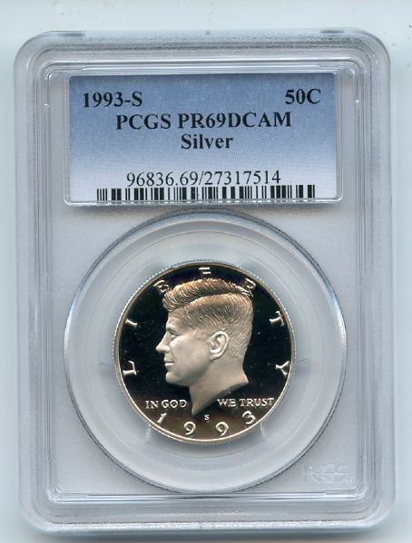 1993 S 50C Silver Kennedy Half Dollar Proof PCGS PR69DCAM
