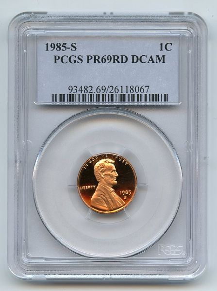 1985 S 1C Lincoln Cent Proof PCGS PR69DCAM