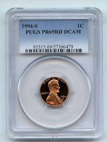 1994 S 1C Lincoln Cent Proof PCGS PR69DCAM