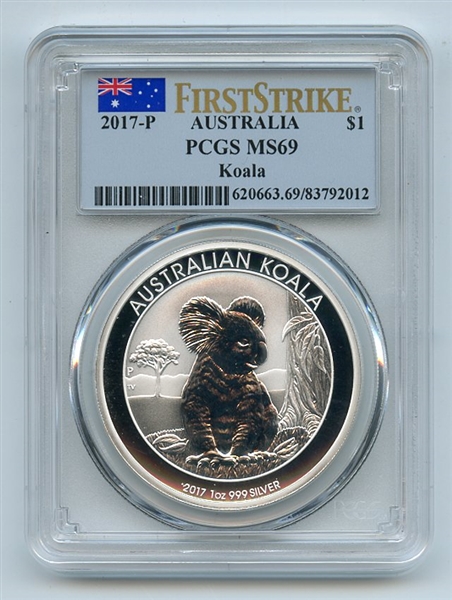 2017 P $1 Australian 1 oz Silver Koala PCGS MS69 First Strike