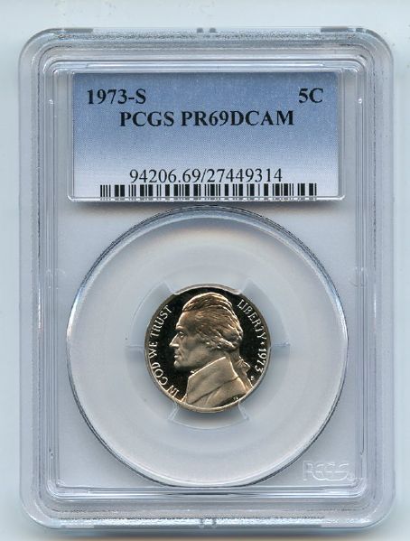 1973 S 5C Jefferson Nickel Proof PCGS PR69DCAM