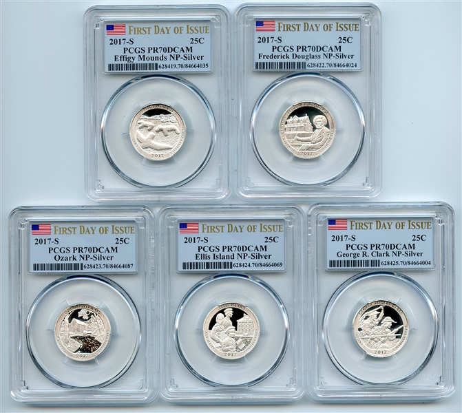 2017 S Silver National Parks Quarter Set PCGS PR70DCAM First Day of Issue