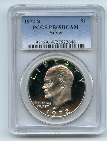 1972 S $1 Silver Ike Eisenhower Dollar Proof PCGS PR69DCAM