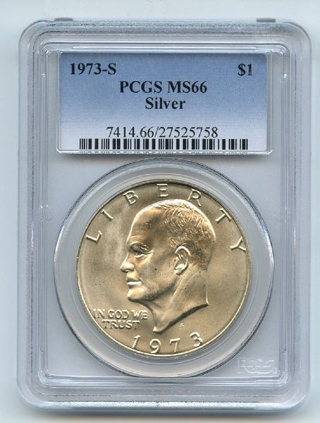 1973 S $1 Silver Ike Eisenhower Dollar PCGS MS66
