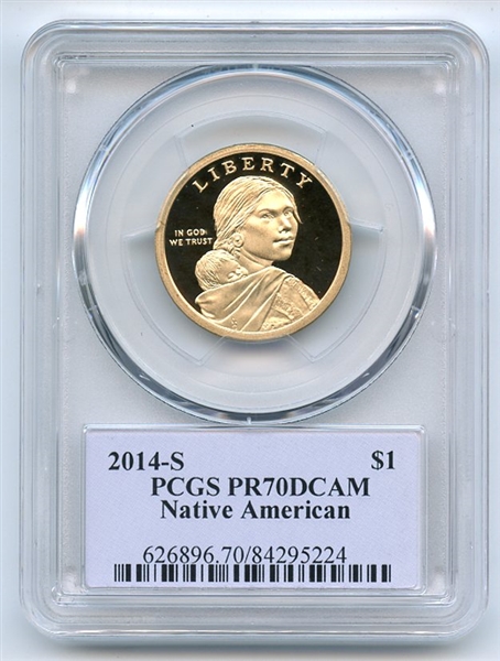 2014 S $1 Sacagawea Dollar PCGS PR70DCAM Thomas Cleveland 
