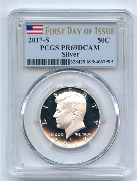 2017 S 50C Silver Kennedy Half Dollar PCGS PR69DCAM First Day of Issue
