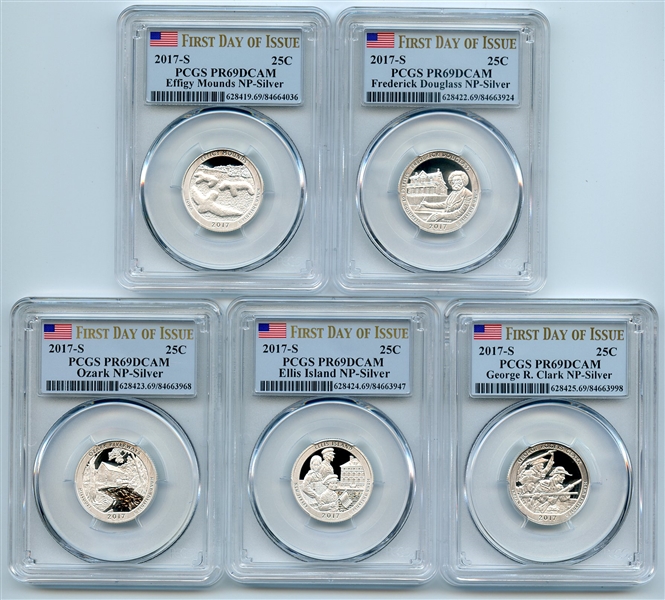 2017 S Silver National Parks Quarter Set PCGS PR69DCAM First Day of Issue