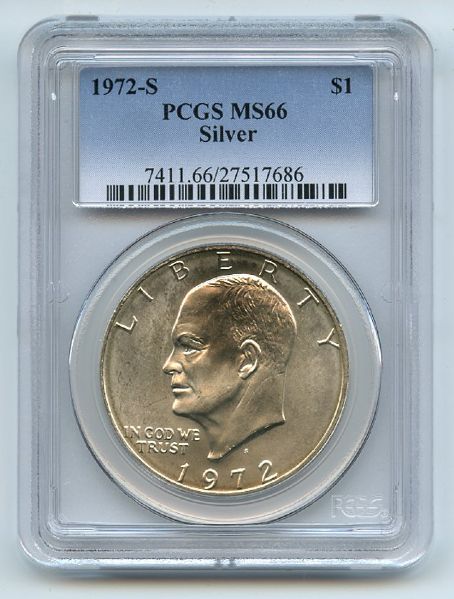 1972 S $1 Silver Ike Eisenhower Dollar PCGS MS66