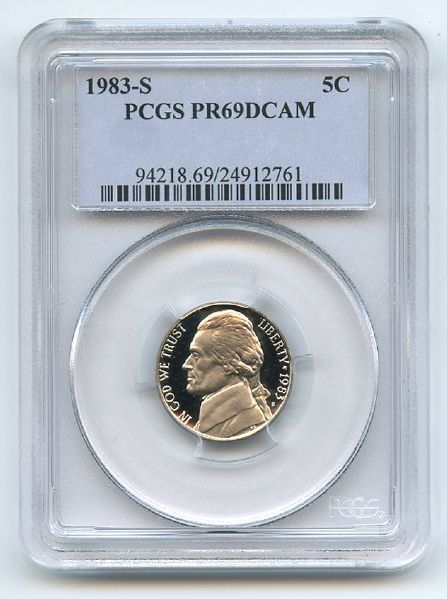 1983 S 5C Jefferson Nickel Proof PCGS PR69DCAM