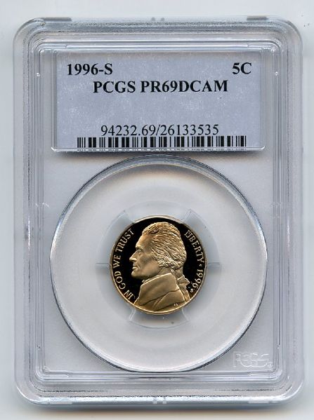 1996 S 5C Jefferson Nickel Proof PCGS PR69DCAM