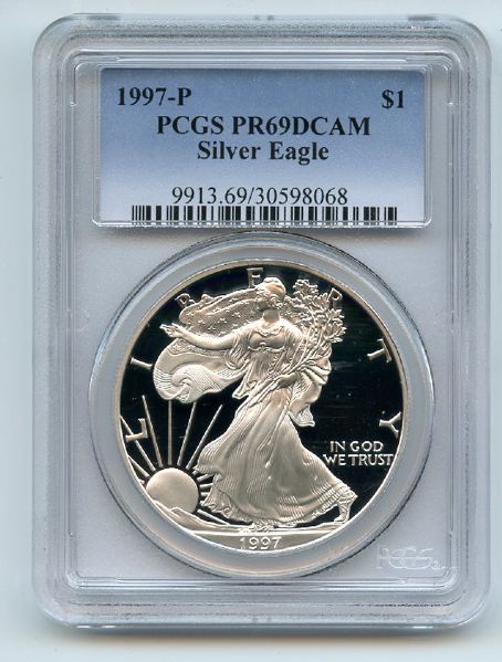 1997 P $1 Proof American Silver Eagle 1oz PCGS PR69DCAM