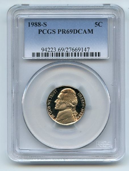 1988 S 5C Jefferson Nickel Proof PCGS PR69DCAM