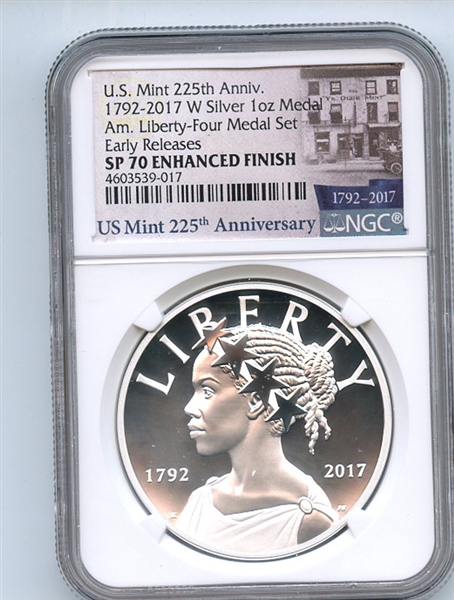 2017 W Silver American Liberty Medal NGC SP70 Enhanced Finish Early Releases